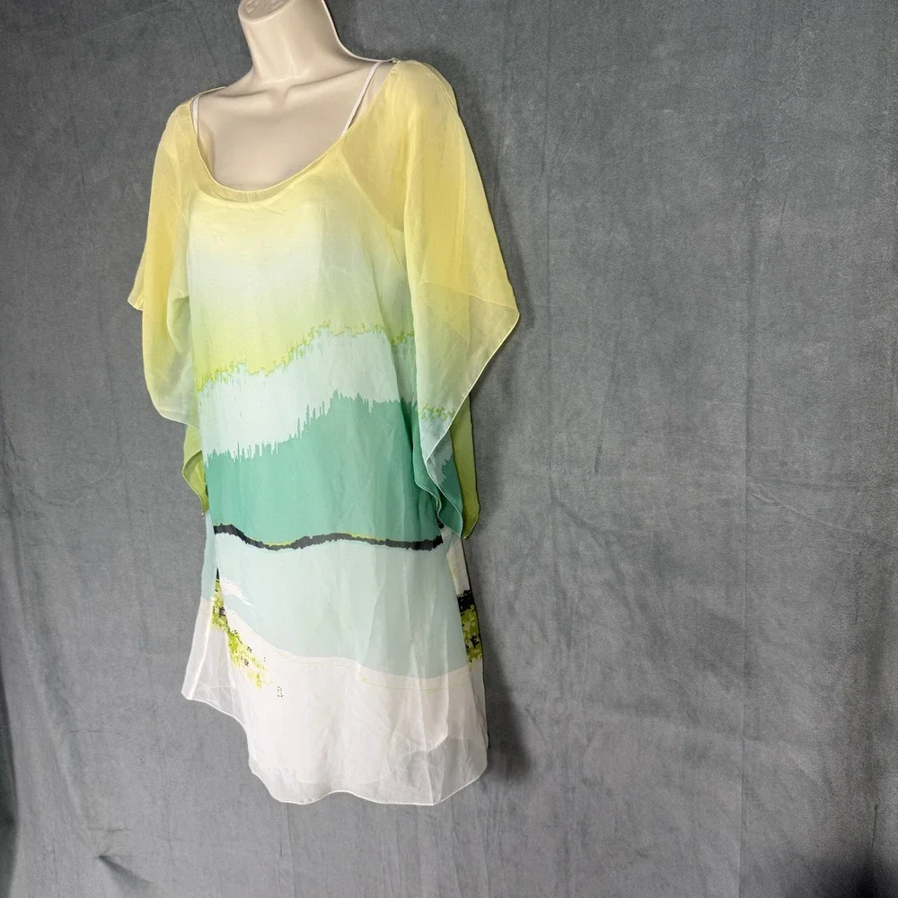 Soma Intimates Kaftan Cover Up Sz S Shirt and Slip Set Abstract Print Nightgown‎